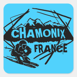 Chamonix France blue ski logo art stickers