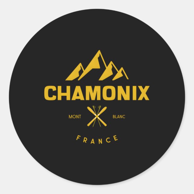 Chamonix France Classic Round Sticker (Front)