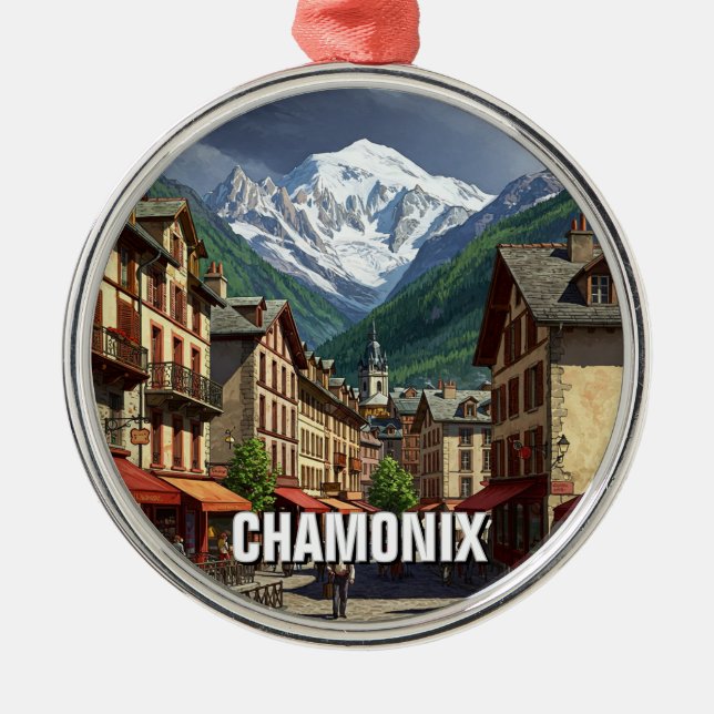Chamonix France Mont Blanc Metal Tree Decoration (Front)