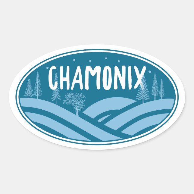 Chamonix France Outdoors Oval Sticker (Front)