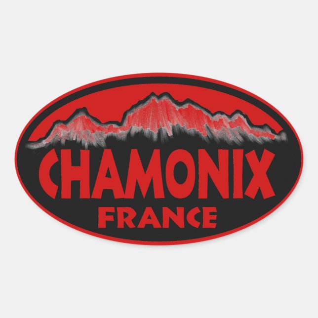 Chamonix France red oval stickers (Front)