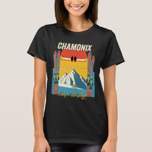 Chamonix France Ski All Day - Retro Vintage Style T-Shirt