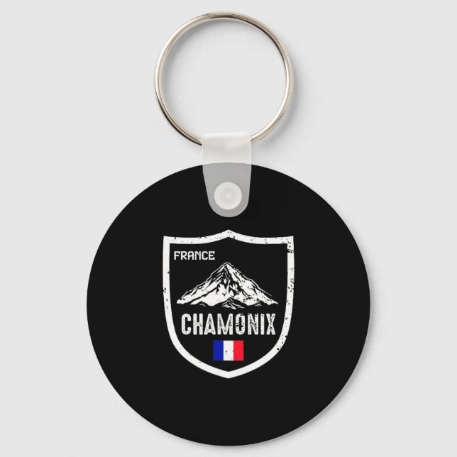 Chamonix france ski resort skiing mountain key ring (Front)