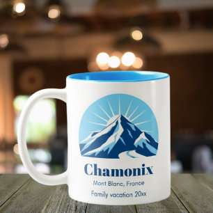 Chamonix France ski resort souvenir  Two-Tone Coffee Mug