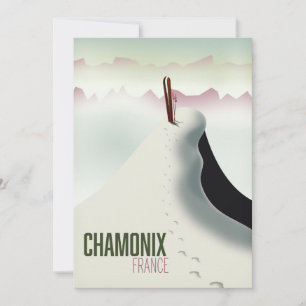 Chamonix France ski travel poster Invitation