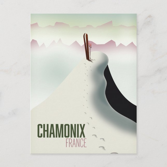 Chamonix France ski travel poster Postcard (Front)