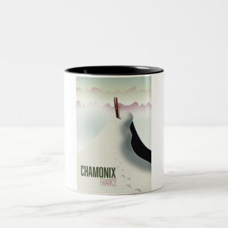 Chamonix France ski travel poster Two-Tone Coffee Mug