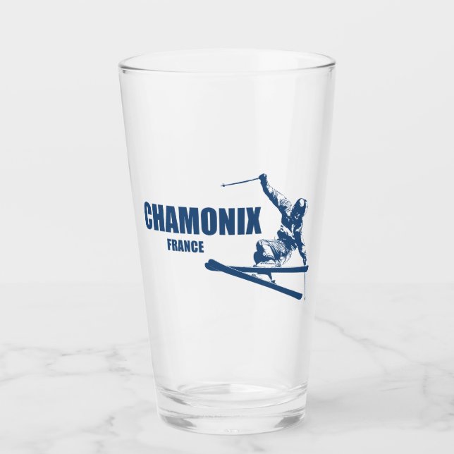 Chamonix France Skier Glass (Front)