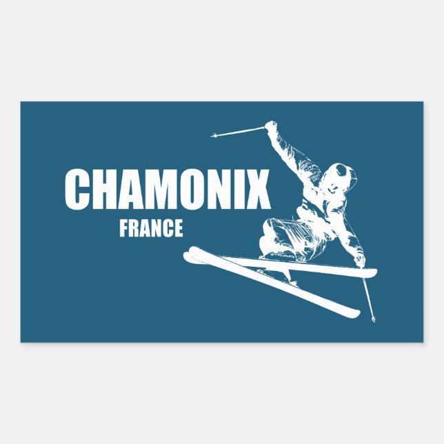 Chamonix France Skier Rectangular Sticker (Front)