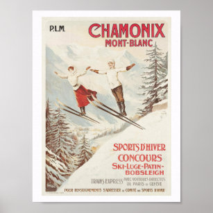 Chamonix France skiing Poster
