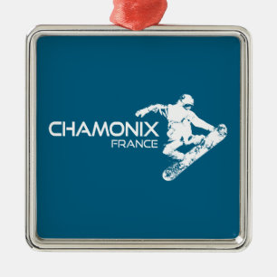 Chamonix France Snowboarder Metal Tree Decoration