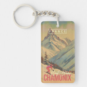 Chamonix France Vintage Mont Blanc Skiing 1950s Key Ring
