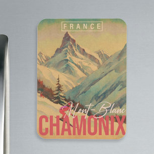 Chamonix France Vintage Mont Blanc Skiing 1950s Magnet