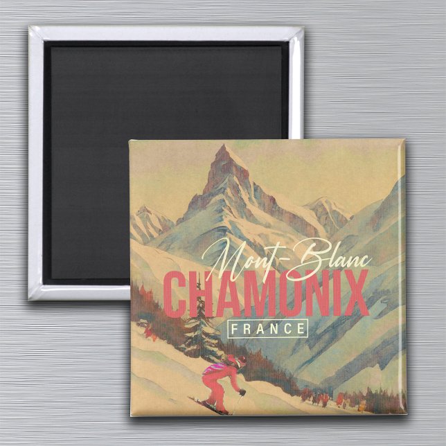Chamonix France Vintage Mont Blanc Skiing 1950s Magnet (Creator Uploaded)