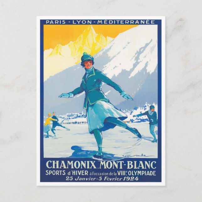 Chamonix France vintage travel Postcard (Front)