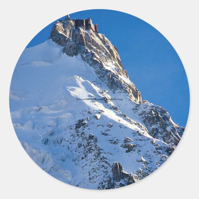 Chamonix from Aiguille de Midi, Mont Blanc, France Classic Round Sticker (Front)