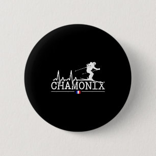 Chamonix Heartbeat Ski Resort Alpine Skiing French 6 Cm Round Badge