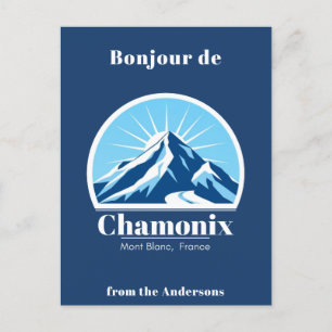 Chamonix Mont Blanc France blue Postcard