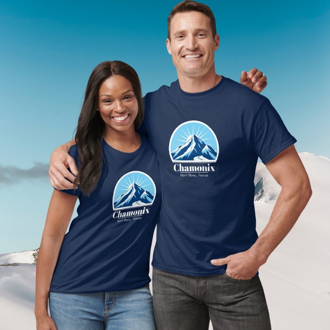 Chamonix Mont Blanc France blue  T-Shirt (Creator Uploaded)