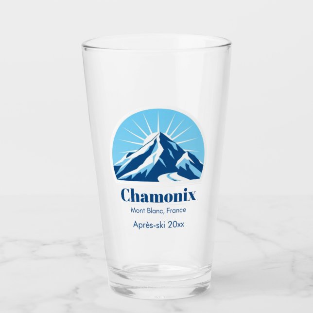 Chamonix Mont Blanc France ski souvenir Glass (Front)