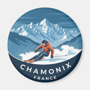 Chamonix Mont Blanc France Skier Skiing Magnet