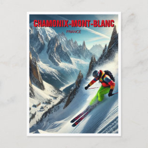 Chamonix Mont Blanc France Skier Skiing Postcard