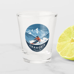 Chamonix Mont Blanc France Skier Skiing Shot Glass