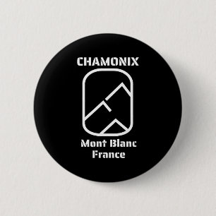 Chamonix mont blanc france skiing snowboarding 6 cm round badge