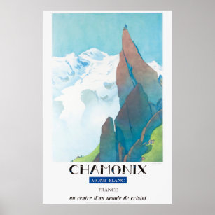 Chamonix, Mont-Blanc France,Travel Ski Poster