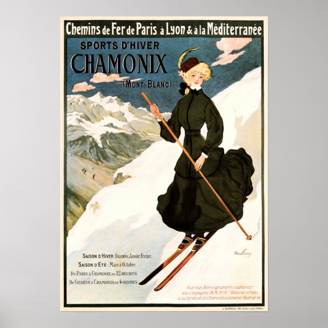 CHAMONIX Mont Blanc Ski Snow Winter Sports France Poster (Front)