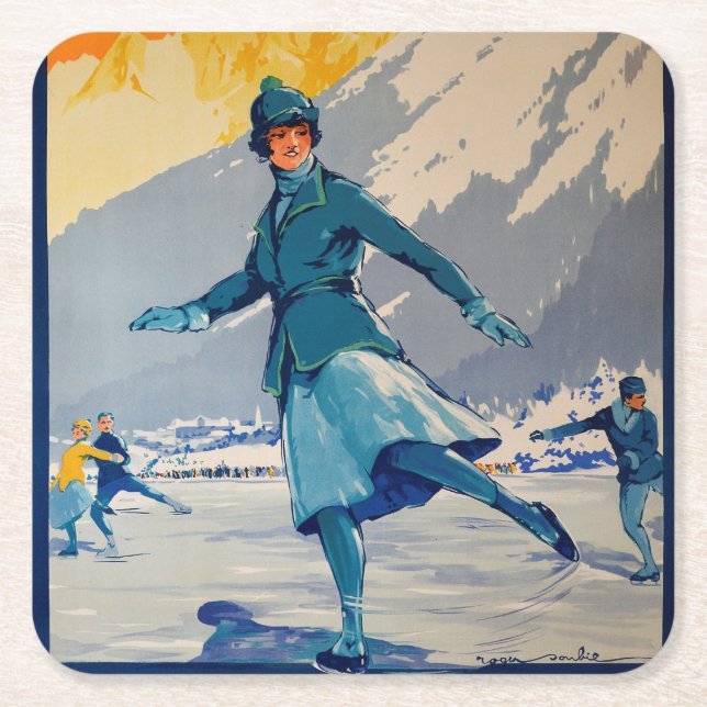 Chamonix – Mont Blanc Square Paper Coaster (Front)