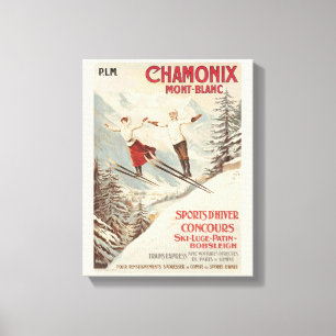 Chamonix Mont Blanc Vintage French Skiing Poster Canvas Print