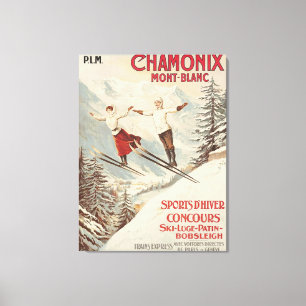 Chamonix Mont Blanc Vintage French Skiing Poster Canvas Print