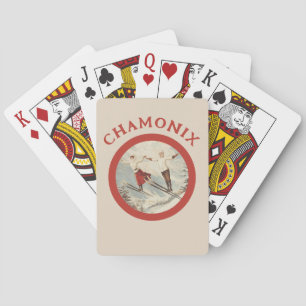 Chamonix Mont Blanc Vintage French Skiing Poster Playing Cards