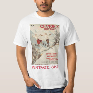 Chamonix Mont Blanc Vintage French Skiing Poster T-Shirt