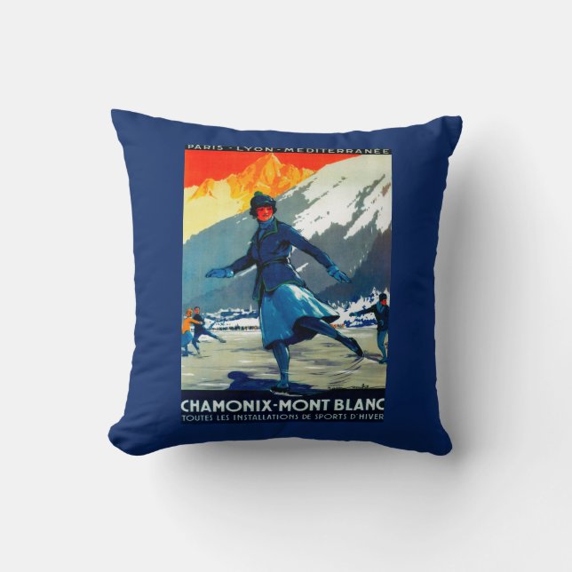 Chamonix-Mont Blanc Vintage PosterEurope Cushion (Front)