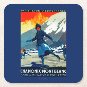 Chamonix-Mont Blanc Vintage PosterEurope Square Paper Coaster