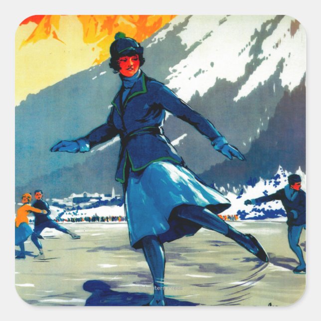 Chamonix-Mont Blanc Vintage PosterEurope Square Sticker (Front)