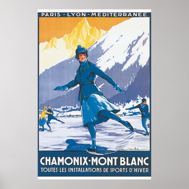 Chamonix Mont Blanc Vintage Travel Poster (Front)