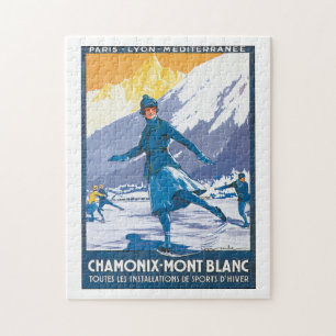 Chamonix Mont Blanc Vintage Travel Poster Jigsaw Puzzle