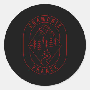 Chamonix Mountains France Hiking Outdoors Minimal Classic Round Sticker
