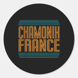 Chamonix Retro French Alps Alpine Skiing France Sk Classic Round Sticker