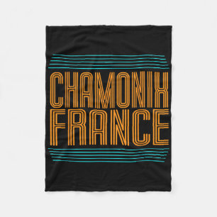Chamonix Retro French Alps Alpine Skiing France Sk Fleece Blanket