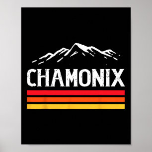 Chamonix Ski Resort Mountain France Skiing Retro  Poster