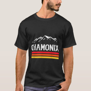 Chamonix Ski Resort Mountain France Skiing Retro T-Shirt