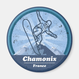 Chamonix Station de ski - Snowboard Magnet