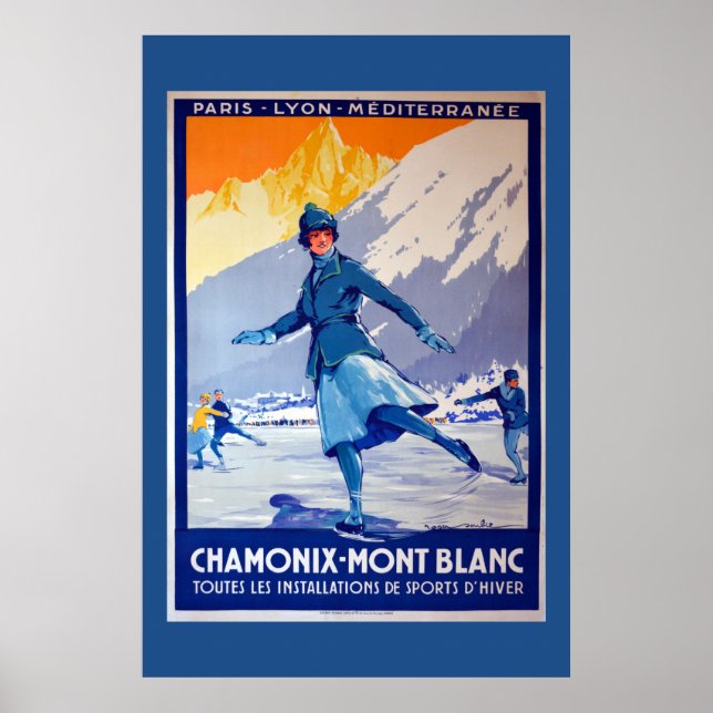 Chamonix, Switzerland Vintage Travel Poster (Front)