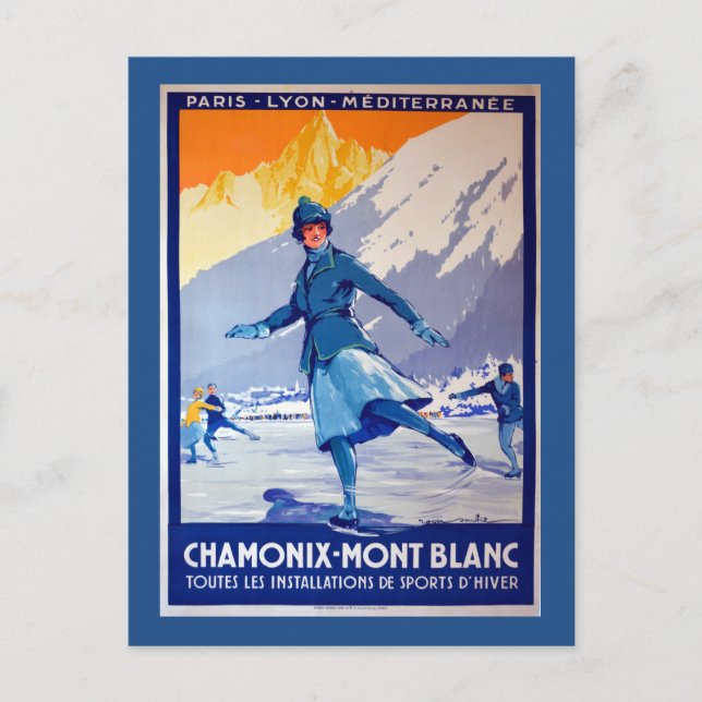 Chamonix, Switzerland Vintage Travel Poster Postcard (Front)