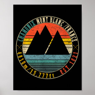 Chamonix valley mont blanc france skiing poster