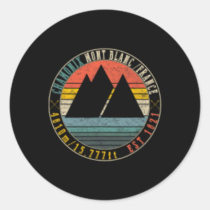 Chamonix Valley Mont Blanc France Skiing Snowboard Classic Round Sticker